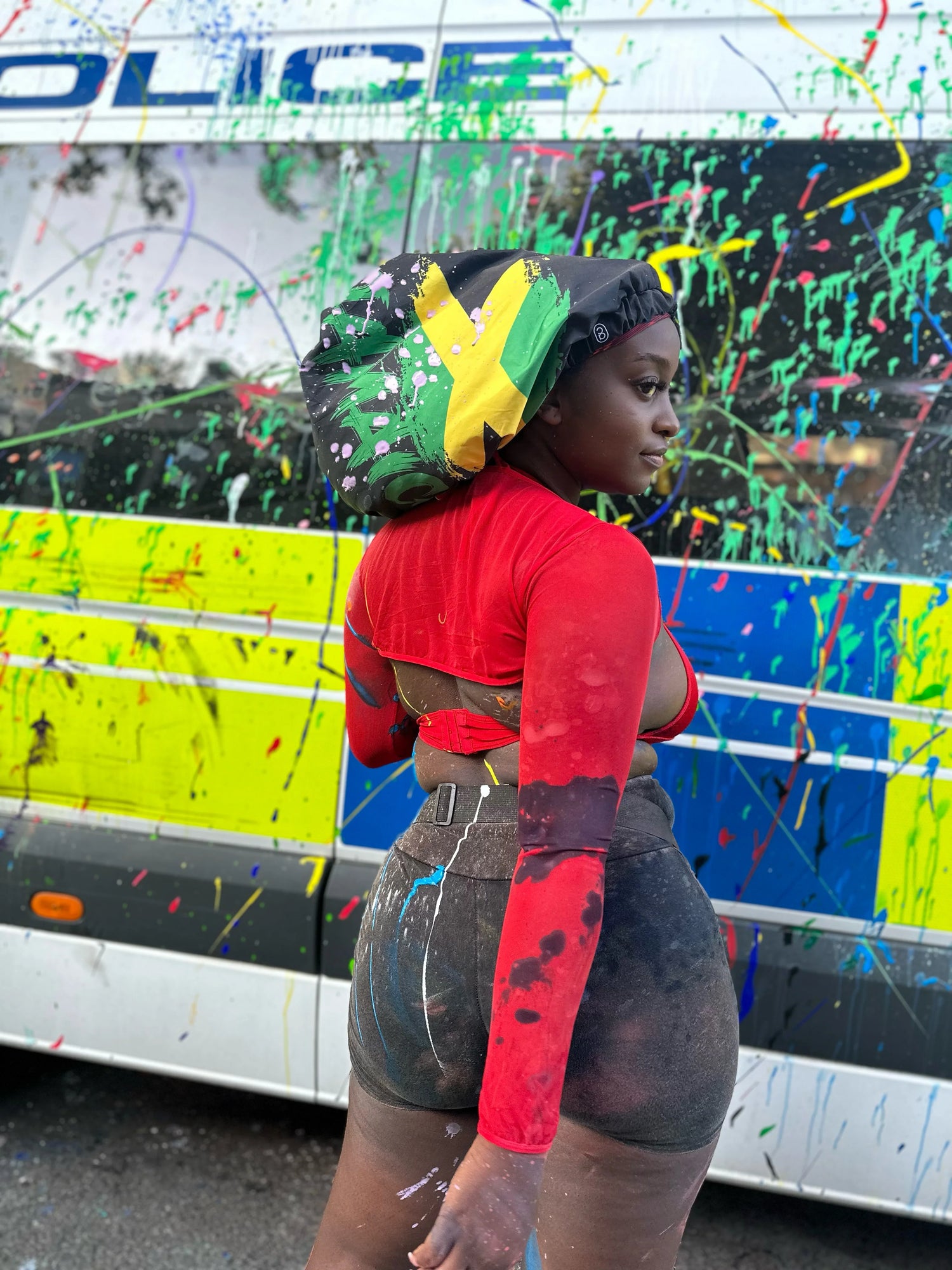 Large Satin - Lined Shower Cap - Jamaica